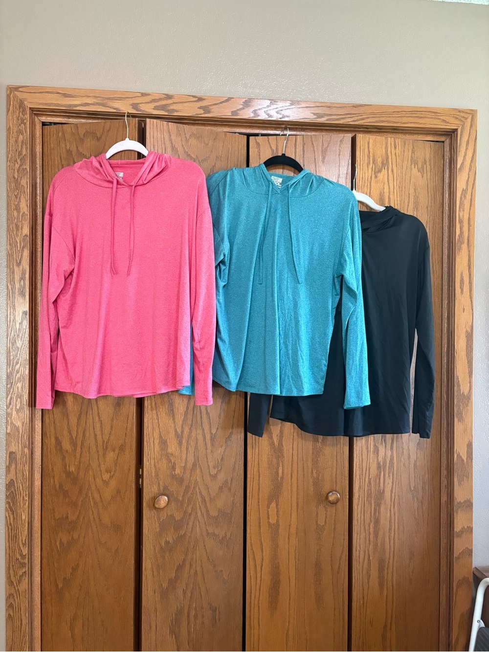 Women’s Lightweight Hooded Pullover - Pink, Teal, Black